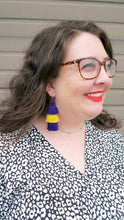 Load image into Gallery viewer, THE TAYLOR MARIE - YELLOW &amp; PURPLE 3-TIER tassel earrings