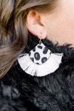 Load image into Gallery viewer, THE DESTINY LEOPARD &amp; WHITE fan tassel earrings