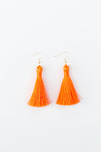Load image into Gallery viewer, THE KIMBERLY 2” orange silky tassel earrings