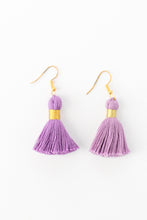Load image into Gallery viewer, THE KEEGAN 1-1/4” purple tassel earrings