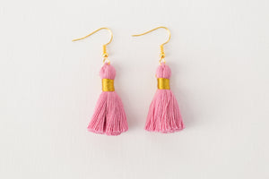 THE ALLIE 1-1/4” pink tassel earrings