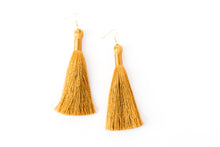 Load image into Gallery viewer, THE VALERIE 3.5” gold silky tassel earrings
