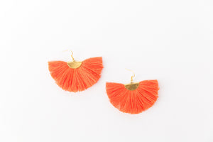 THE ASHLEY orange fan tassel earrings