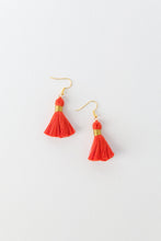 Load image into Gallery viewer, THE JULIA 1-1/4” deep orange tassel earrings