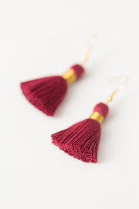 THE BECKA 1-1/4” MAROON tassel earrings