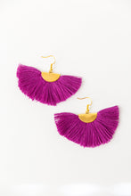 Load image into Gallery viewer, THE NATALY fan bright PURPLE tassel earrings