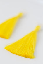 Load image into Gallery viewer, THE PATRICIA 3.5” bright YELLOW silky tassel earrings