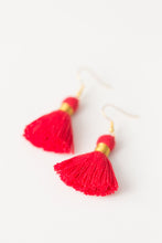 Load image into Gallery viewer, THE BRE 1-1/4” RED tassel earrings