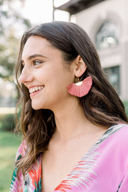 THE KELSI fan mauve tassel earrings