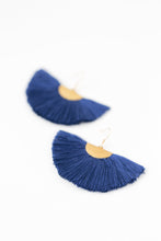 Load image into Gallery viewer, THE ADELLE NAVY fan tassel earrings