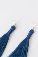 Load image into Gallery viewer, THE MEGAN 3.5” NAVY silky tassel earrings