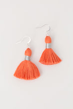 Load image into Gallery viewer, THE ERIN 1-1/4” SILVER coral tassel earrings