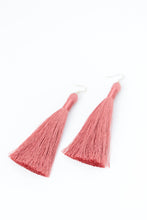 Load image into Gallery viewer, THE AMANDA 3.5” MAUVE silky tassel earrings