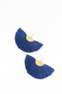 THE ADELLE NAVY fan tassel earrings