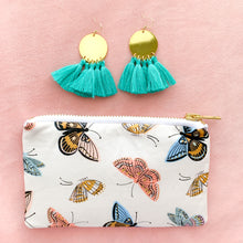 Load image into Gallery viewer, THE GRACE bright brass + turquoise tassel earrings