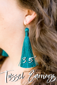 THE ALEX 3.5” CHAMPAGNE silky tassel earrings