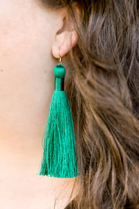 THE DANI 3.5” PEACOCK silky tassel earrings