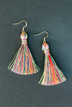 Load image into Gallery viewer, THE DAWN 2” NEON RAINBOW silky tassel earrings