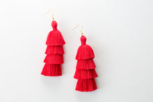 Load image into Gallery viewer, THE CHARLOTTE 3” red tassel earrings
