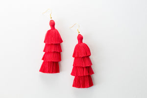 THE CHARLOTTE 3” red tassel earrings