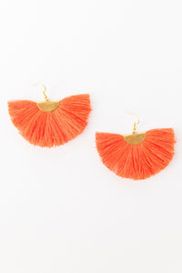 THE ASHLEY orange fan tassel earrings