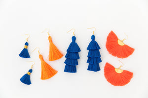 THE KIMBERLY 2” orange silky tassel earrings
