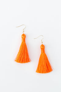 THE KIMBERLY 2” orange silky tassel earrings