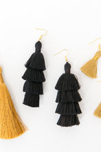 Load image into Gallery viewer, THE JODIE 3” black tassel earrings