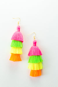 THE PEYTON 3” neon tassel earrings