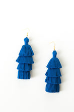Load image into Gallery viewer, THE CATIE 3” blue tassel earrings
