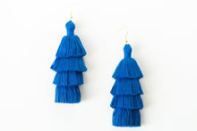 Load image into Gallery viewer, THE CATIE 3” blue tassel earrings