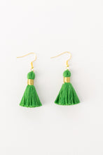 Load image into Gallery viewer, THE CALI 1-1/4” green tassel earrings