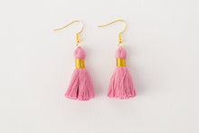 Load image into Gallery viewer, THE ALLIE 1-1/4” pink tassel earrings