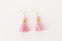 Load image into Gallery viewer, THE HALLI 1-1/4” light pink tassel earrings