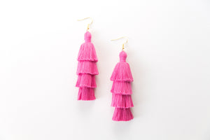 THE EMILY 3” pink tassel earrings