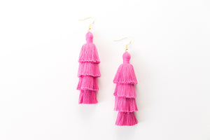 THE EMILY 3” pink tassel earrings