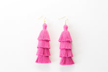 Load image into Gallery viewer, THE EMILY 3” pink tassel earrings