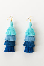 Load image into Gallery viewer, THE STACEY 3” blue ombré tassel earrings