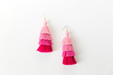 Load image into Gallery viewer, THE CORINNE 3” pink ombre tassel earrings
