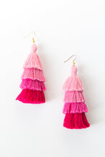 Load image into Gallery viewer, THE CORINNE 3” pink ombre tassel earrings