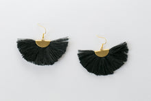 Load image into Gallery viewer, THE RHONDA fan black tassel earrings #tasseleverything