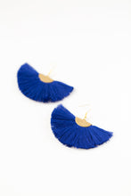 Load image into Gallery viewer, THE FONDA royal blue fan tassel earrings