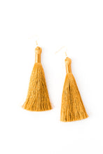 Load image into Gallery viewer, THE VALERIE 3.5” gold silky tassel earrings