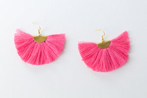 THE MEREDITH fan PINK tassel earrings