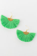 Load image into Gallery viewer, THE SUZANNE fan green tassel earrings