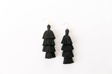 Load image into Gallery viewer, THE JODIE 3” black tassel earrings