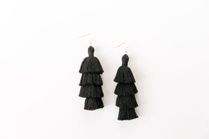 THE JODIE 3” black tassel earrings