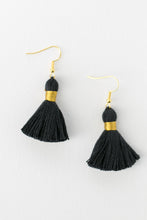 Load image into Gallery viewer, THE ANNIE 1-1/4” black tassel earrings