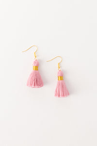 THE HALLI 1-1/4” light pink tassel earrings
