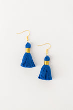 Load image into Gallery viewer, THE HEATHER 1-1/4” blue tassel earrings